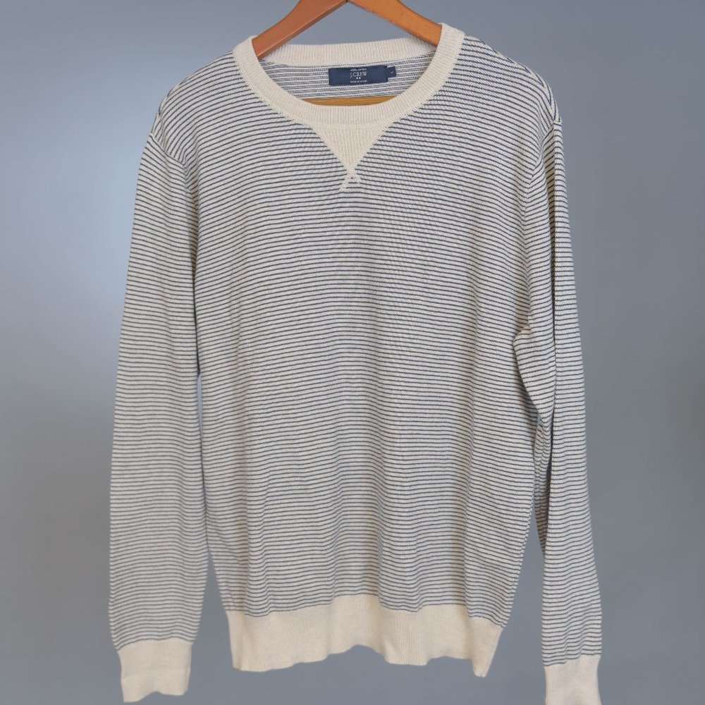 MENS J.CREW LIGHTWEIGHT BLUE WHITE SWEATER LARGE